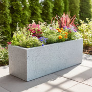 DAMAGED (READ DESCRIPTION) 75cm Zinc Galvanised Grey Stone Textured Trough Planter